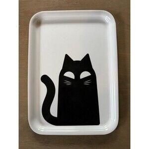 Ikea Cat Serving Tray Cat Pattern Kustfyr  NEW 8" x 11" Black & White Cats
